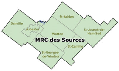 Carte de la MRC des Sources